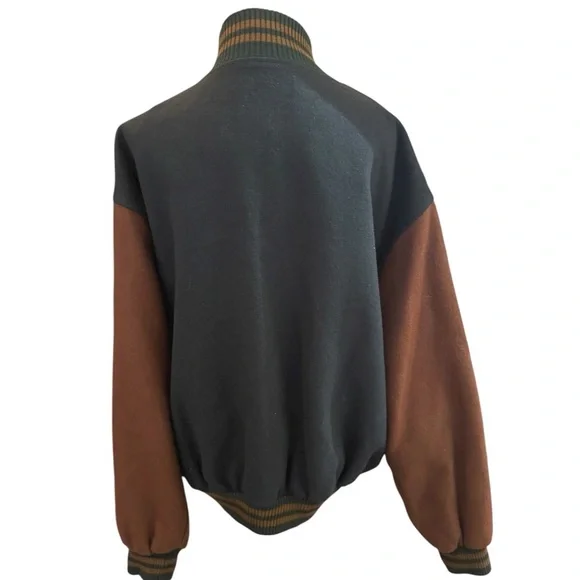 Vintage Warner Brothers Men's Green and Brown Varsity Jacket Size XL - Picture 2 of 5